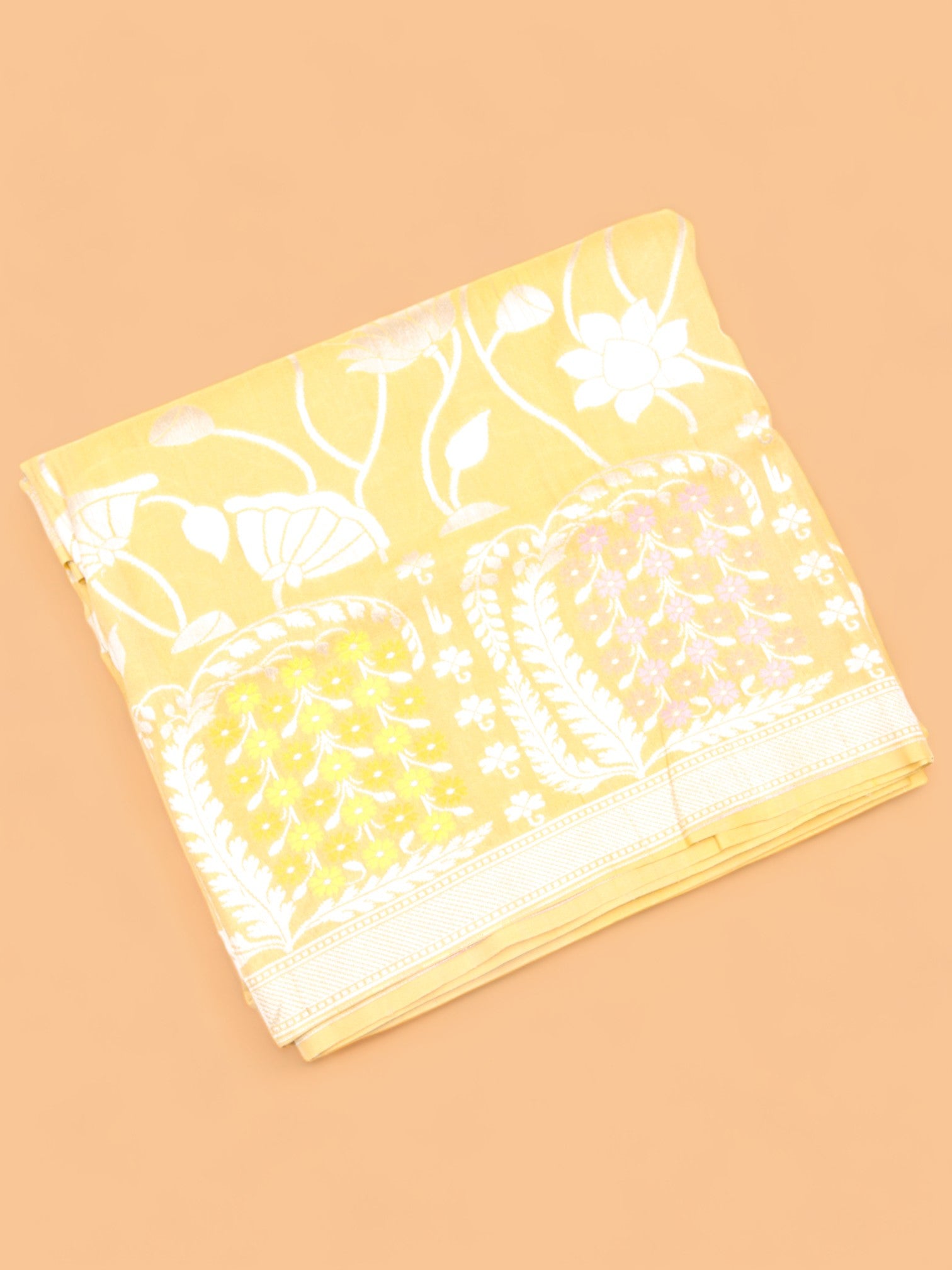 Banarasi Tussar Georgette Jaal Yellow Saree