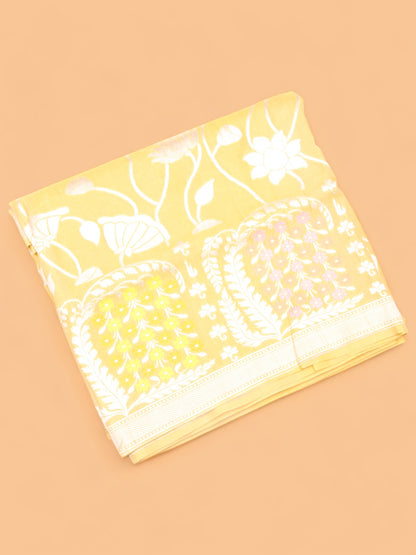 Banarasi Tussar Georgette Jaal Yellow Saree