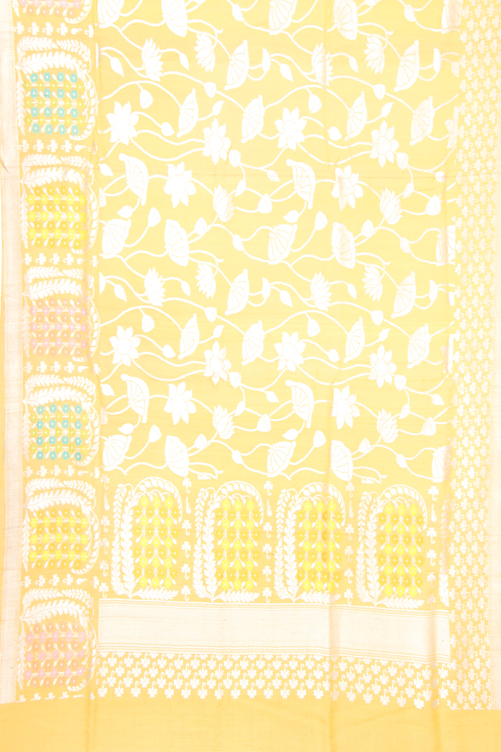 Banarasi Tussar Georgette Jaal Yellow Saree