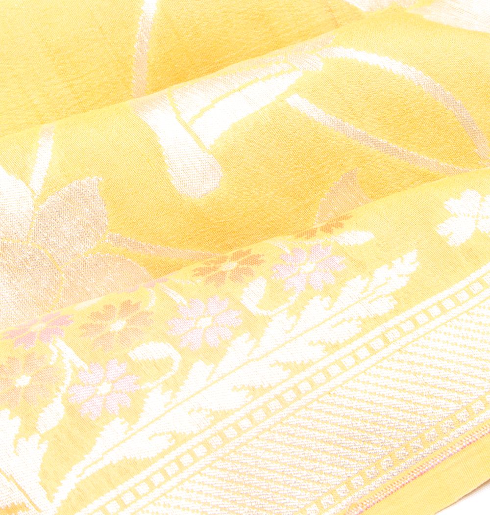 Banarasi Tussar Georgette Jaal Yellow Saree