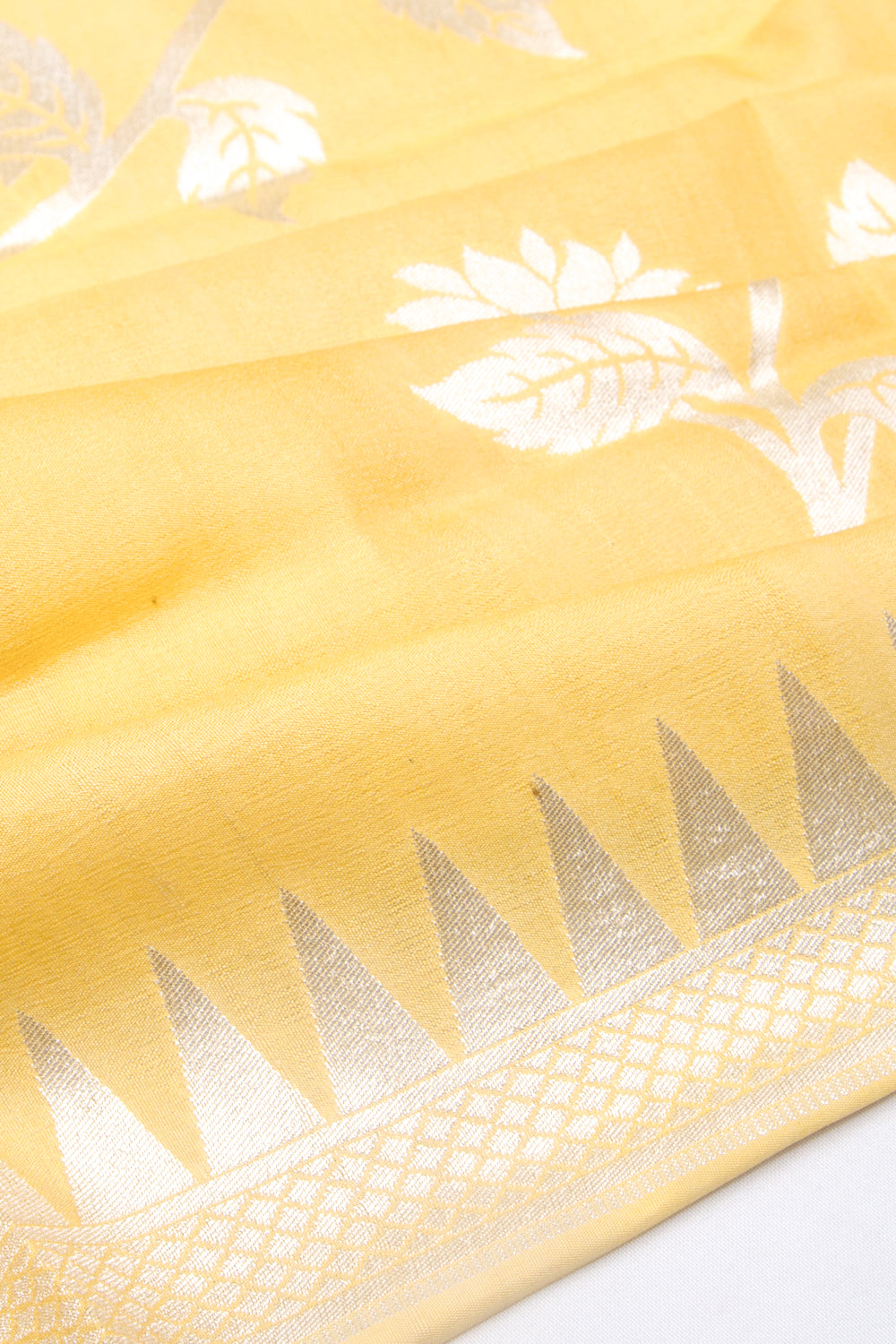 Banarasi Tussar Georgette Brocade Yellow Saree