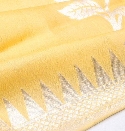 Banarasi Tussar Georgette Brocade Yellow Saree