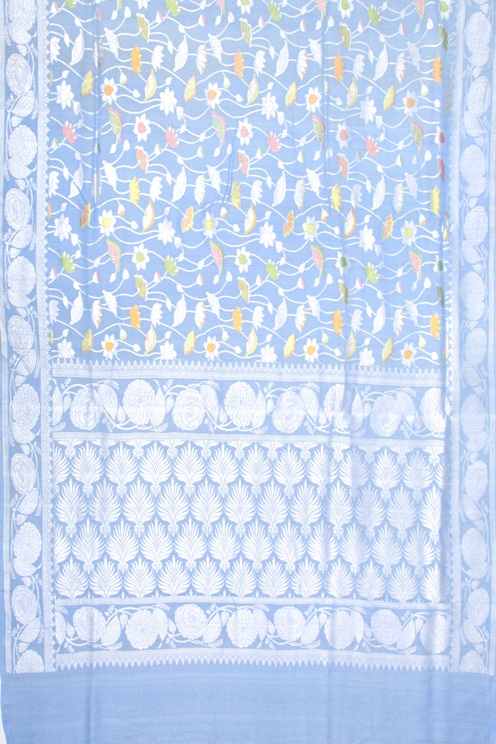 Banarasi Tussar Georgette Jaal Blue Saree