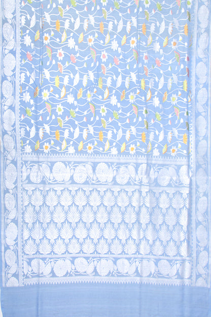 Banarasi Tussar Georgette Jaal Blue Saree