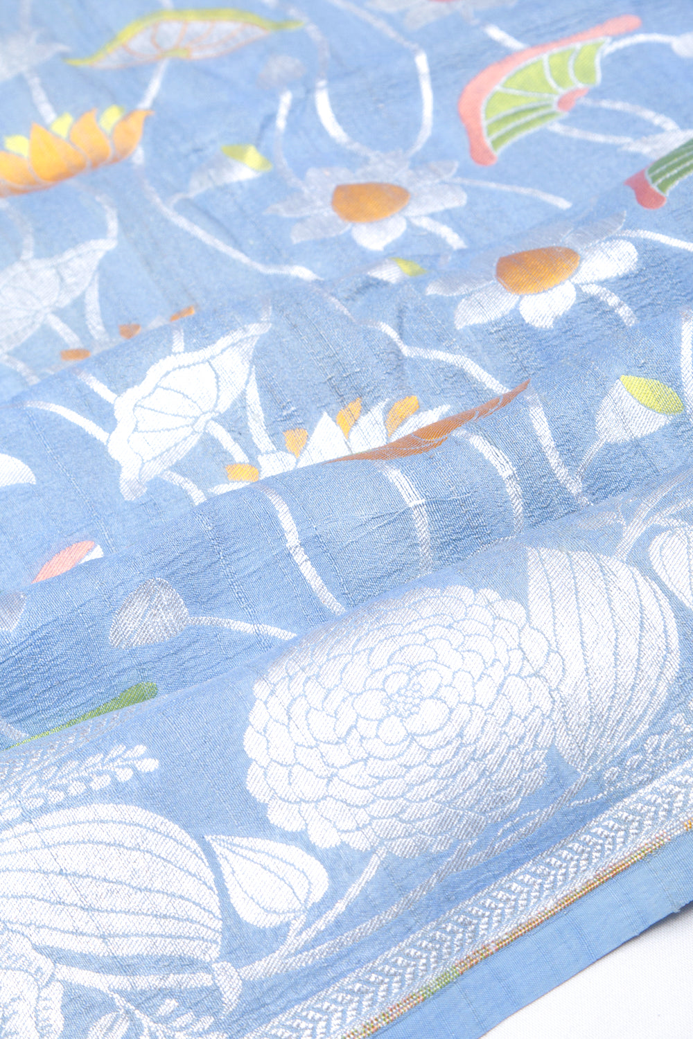 Banarasi Tussar Georgette Jaal Blue Saree