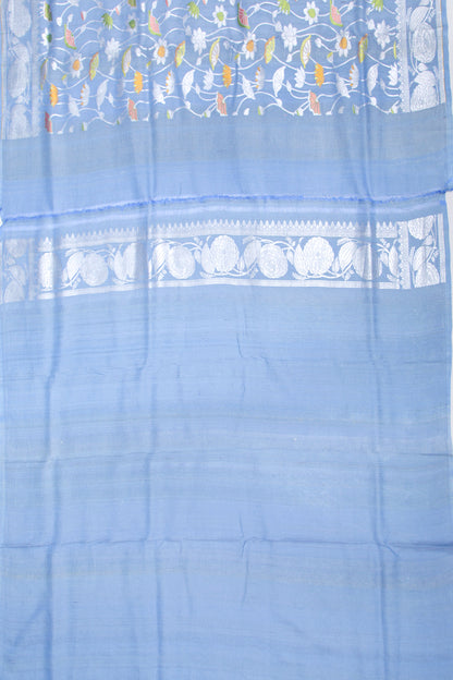 Banarasi Tussar Georgette Jaal Blue Saree