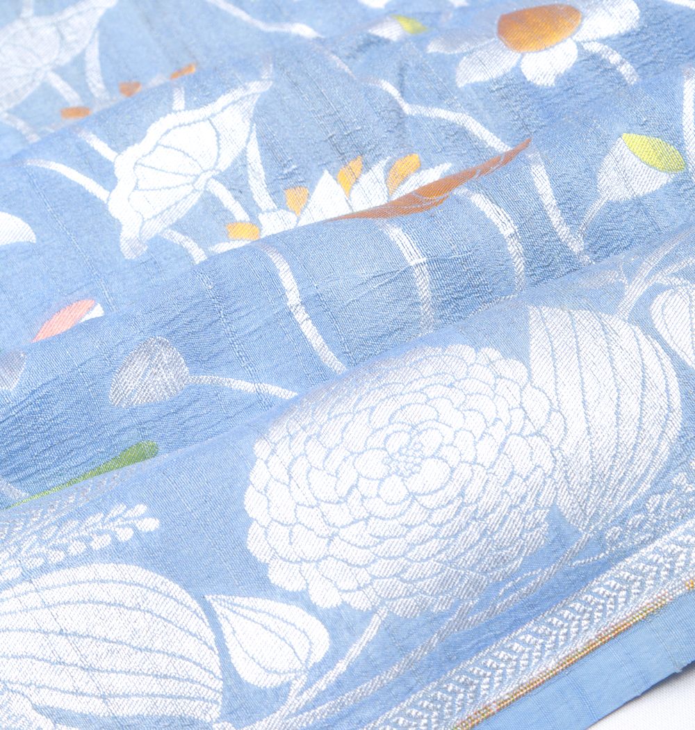 Banarasi Tussar Georgette Jaal Blue Saree