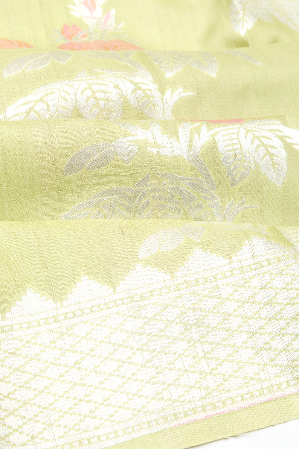 Banarasi Tussar Georgette Brocade Pastel Green Saree