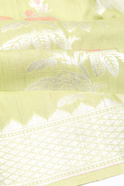 Banarasi Tussar Georgette Brocade Pastel Green Saree
