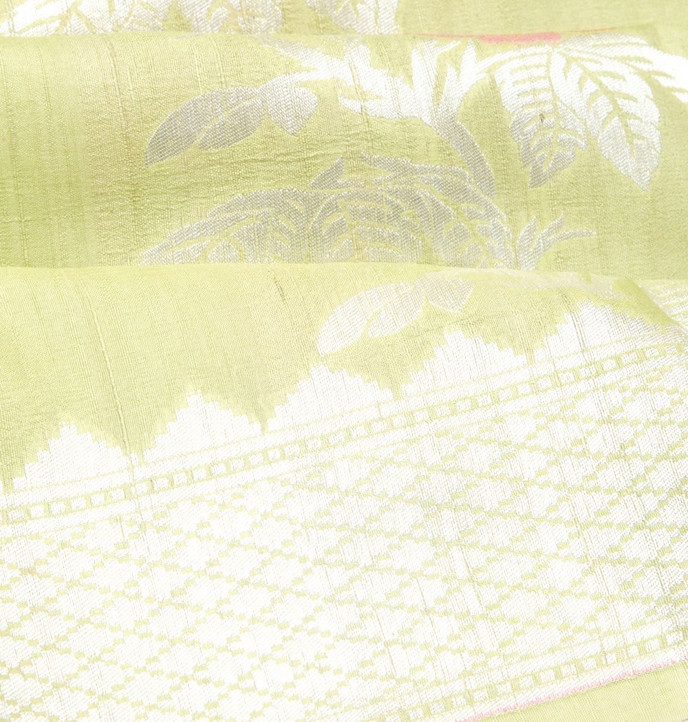 Banarasi Tussar Georgette Brocade Pastel Green Saree