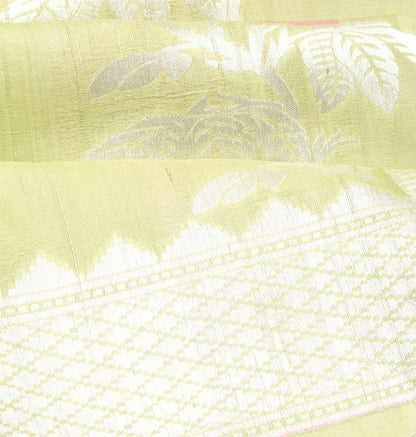 Banarasi Tussar Georgette Brocade Pastel Green Saree