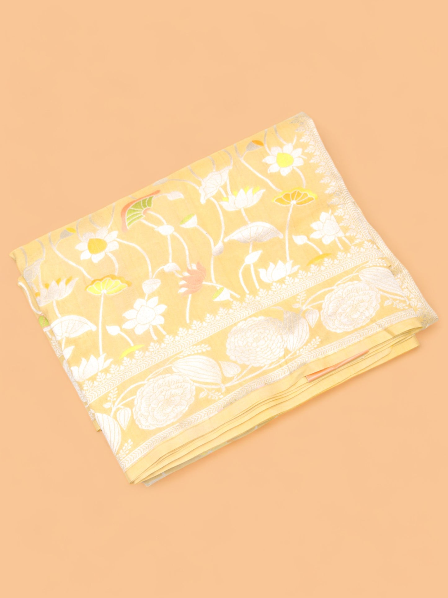 Banarasi Tussar Georgette Brocade Yellow Saree