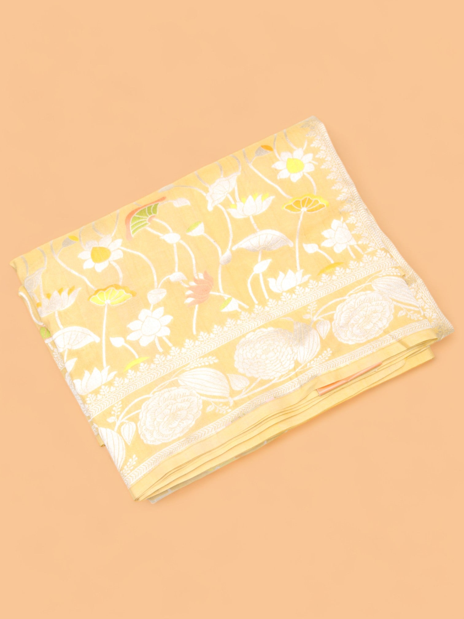 Banarasi Tussar Georgette Brocade Yellow Saree