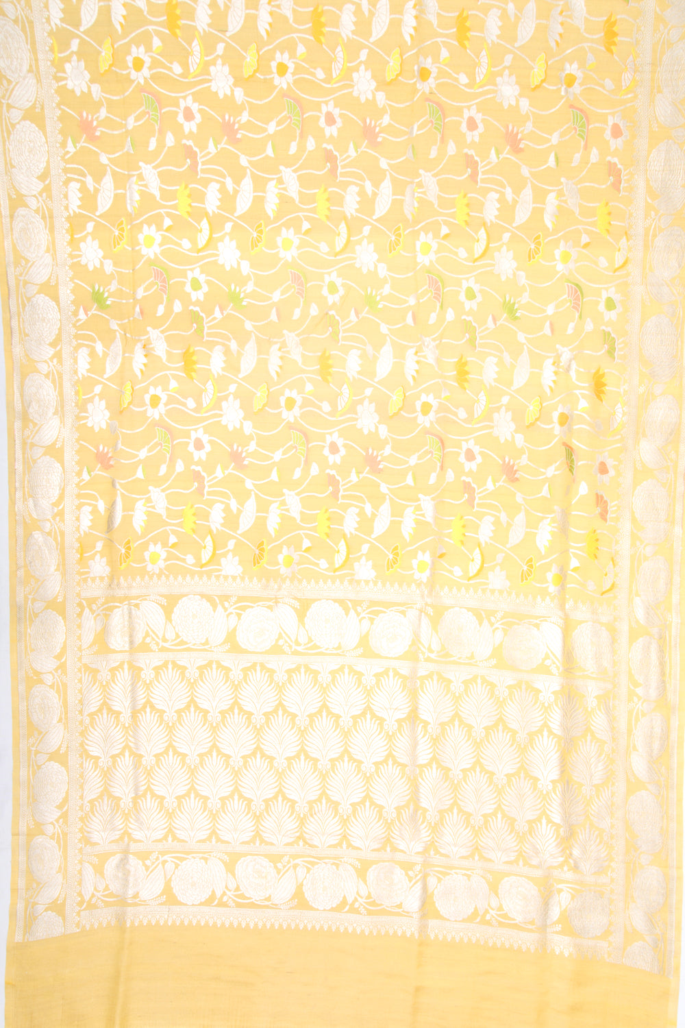 Banarasi Tussar Georgette Brocade Yellow Saree