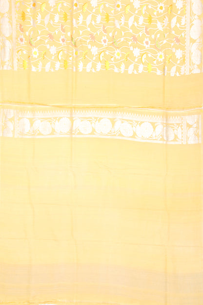 Banarasi Tussar Georgette Brocade Yellow Saree