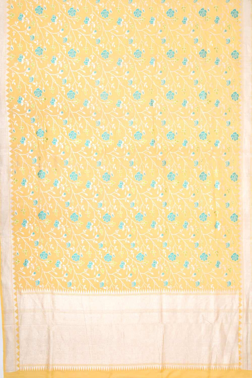Banarasi Tussar Georgette Brocade Yellow Saree