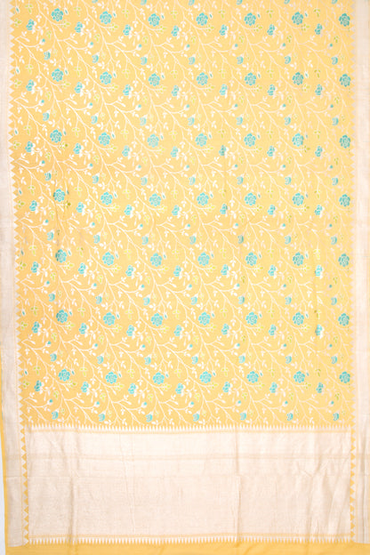 Banarasi Tussar Georgette Brocade Yellow Saree