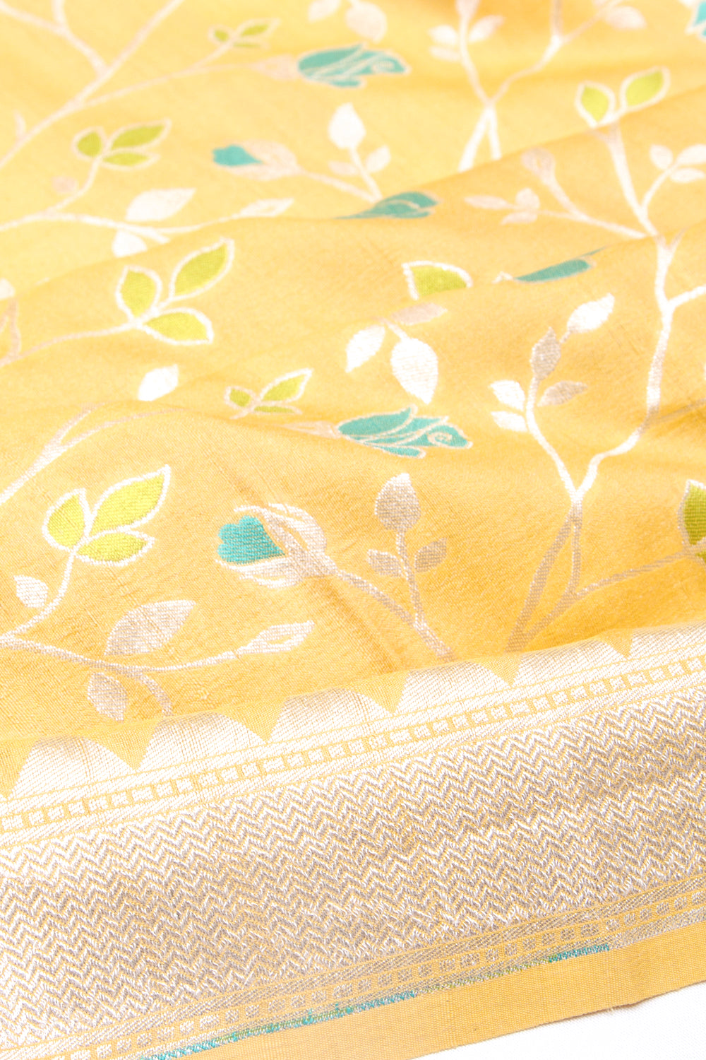 Banarasi Tussar Georgette Brocade Yellow Saree