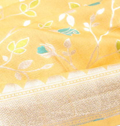 Banarasi Tussar Georgette Brocade Yellow Saree