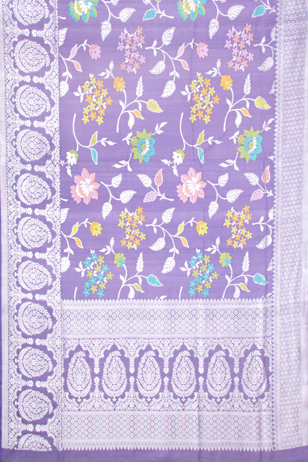 Banarasi Tussar Georgette Floral Printed Lavender Saree