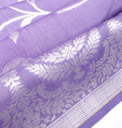 Banarasi Tussar Georgette Floral Printed Lavender Saree