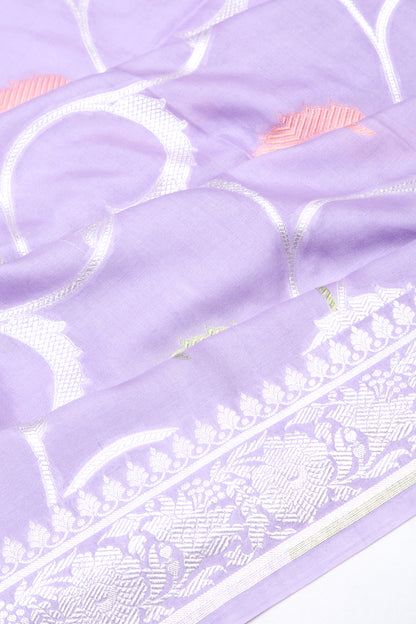 Banarasi Tussar Georgette Jaal Lavender Saree