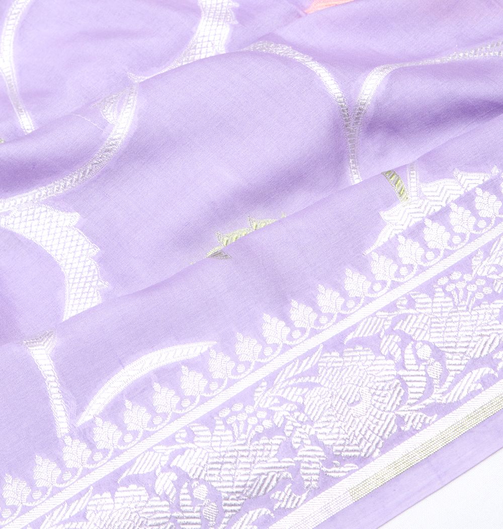 Banarasi Tussar Georgette Jaal Lavender Saree