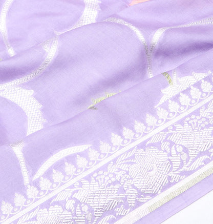 Banarasi Tussar Georgette Jaal Lavender Saree