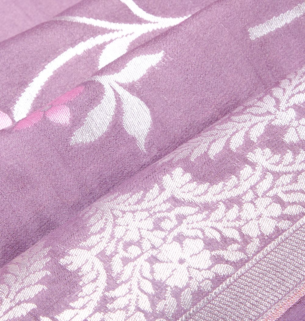 Banarasi Tussar Georgette Brocade Lavender Saree