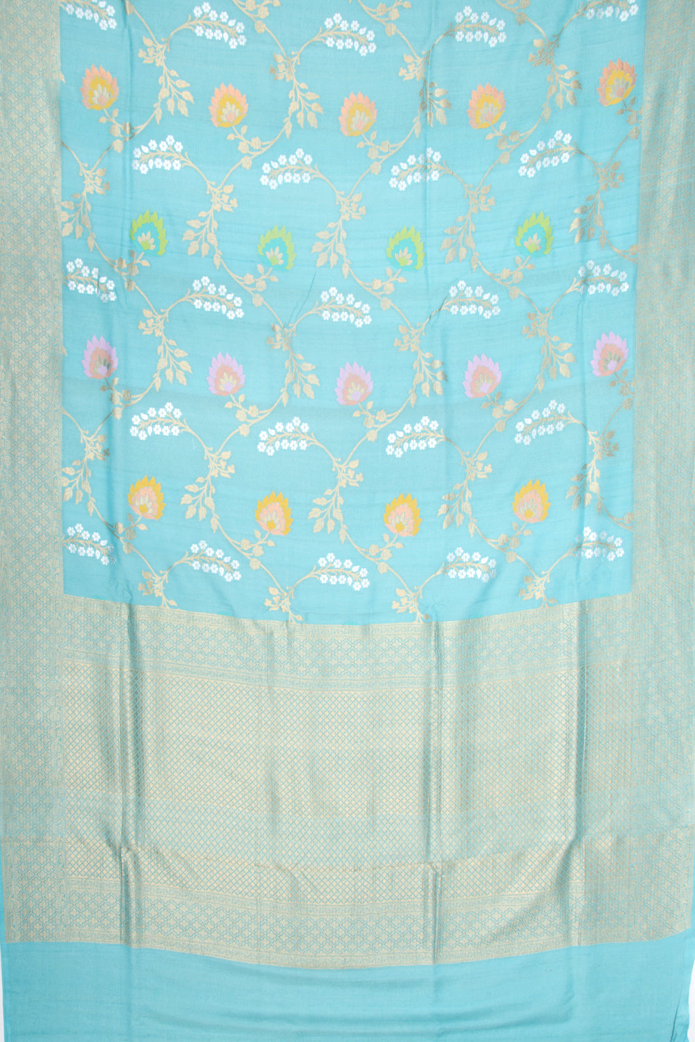 Banarasi Tussar Georgette Jaal Sea Green Saree