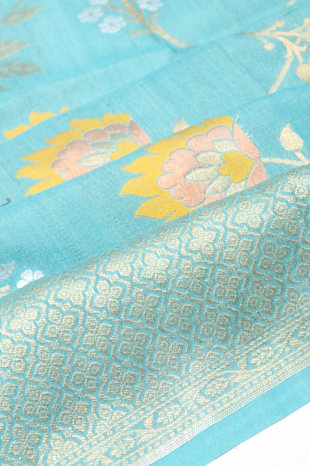 Banarasi Tussar Georgette Jaal Sea Green Saree