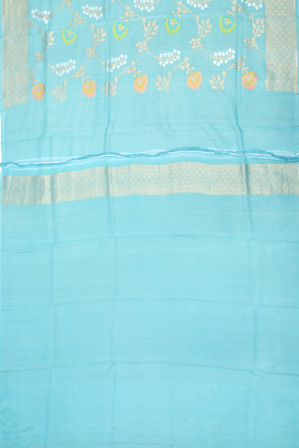 Banarasi Tussar Georgette Jaal Sea Green Saree