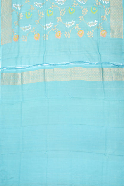 Banarasi Tussar Georgette Jaal Sea Green Saree