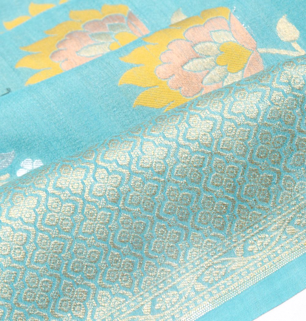 Banarasi Tussar Georgette Jaal Sea Green Saree