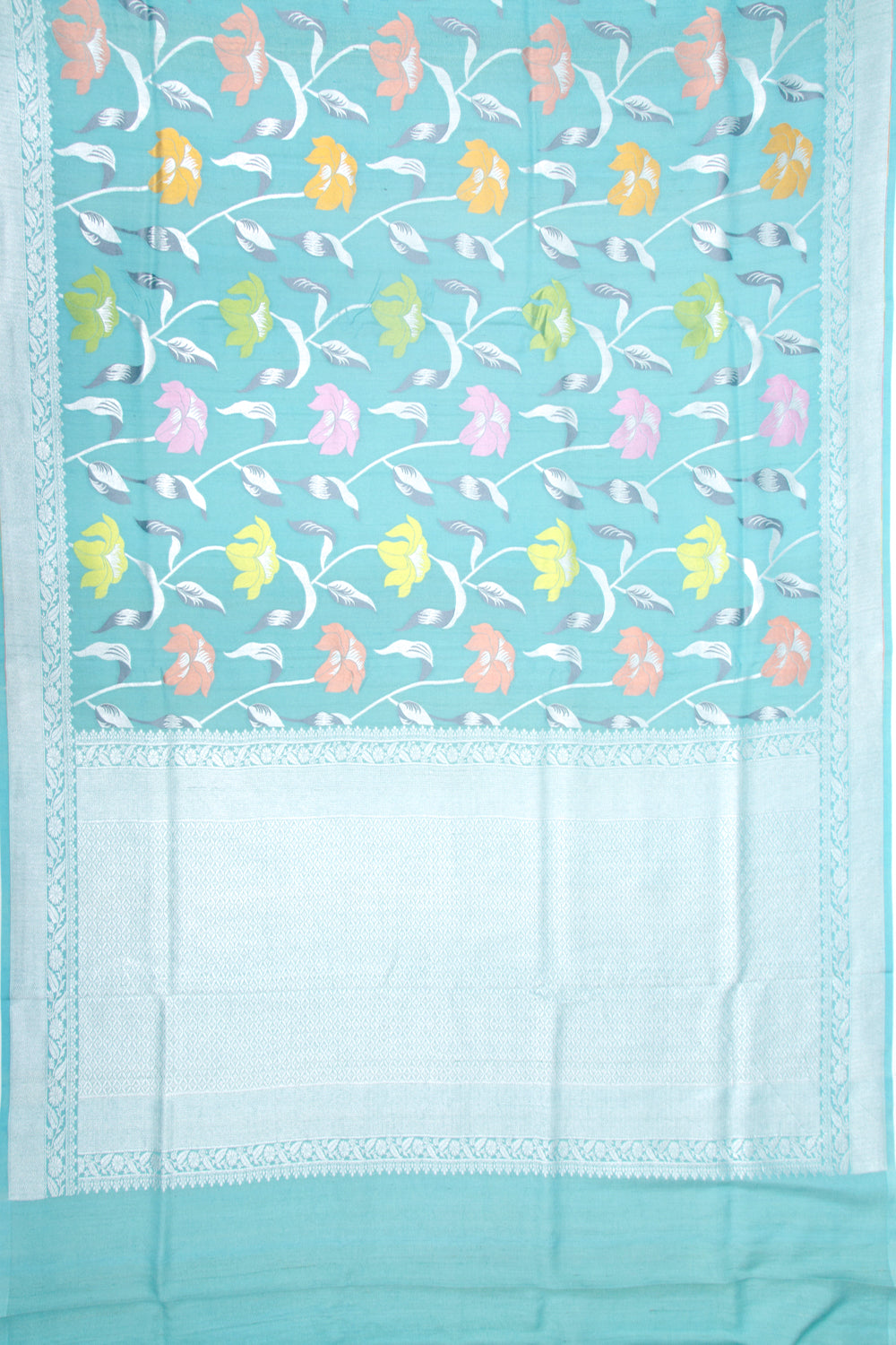 Banarasi Tussar Georgette Jaal Sky Blue Saree