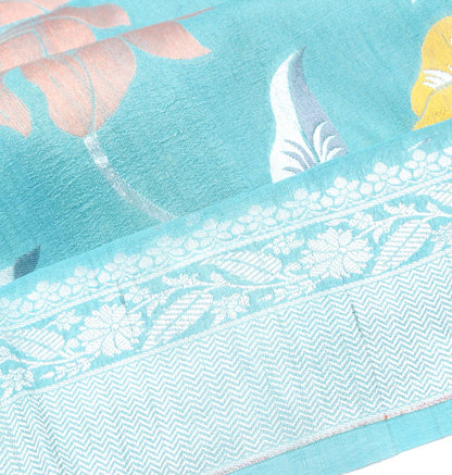 Banarasi Tussar Georgette Jaal Sky Blue Saree