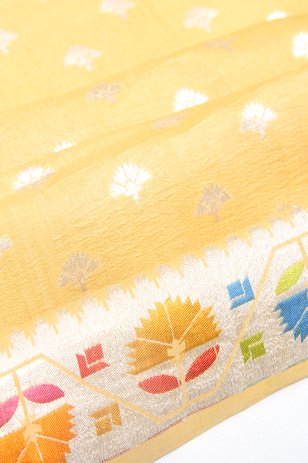 Banarasi Tussar Georgette Brocade Yellow Saree