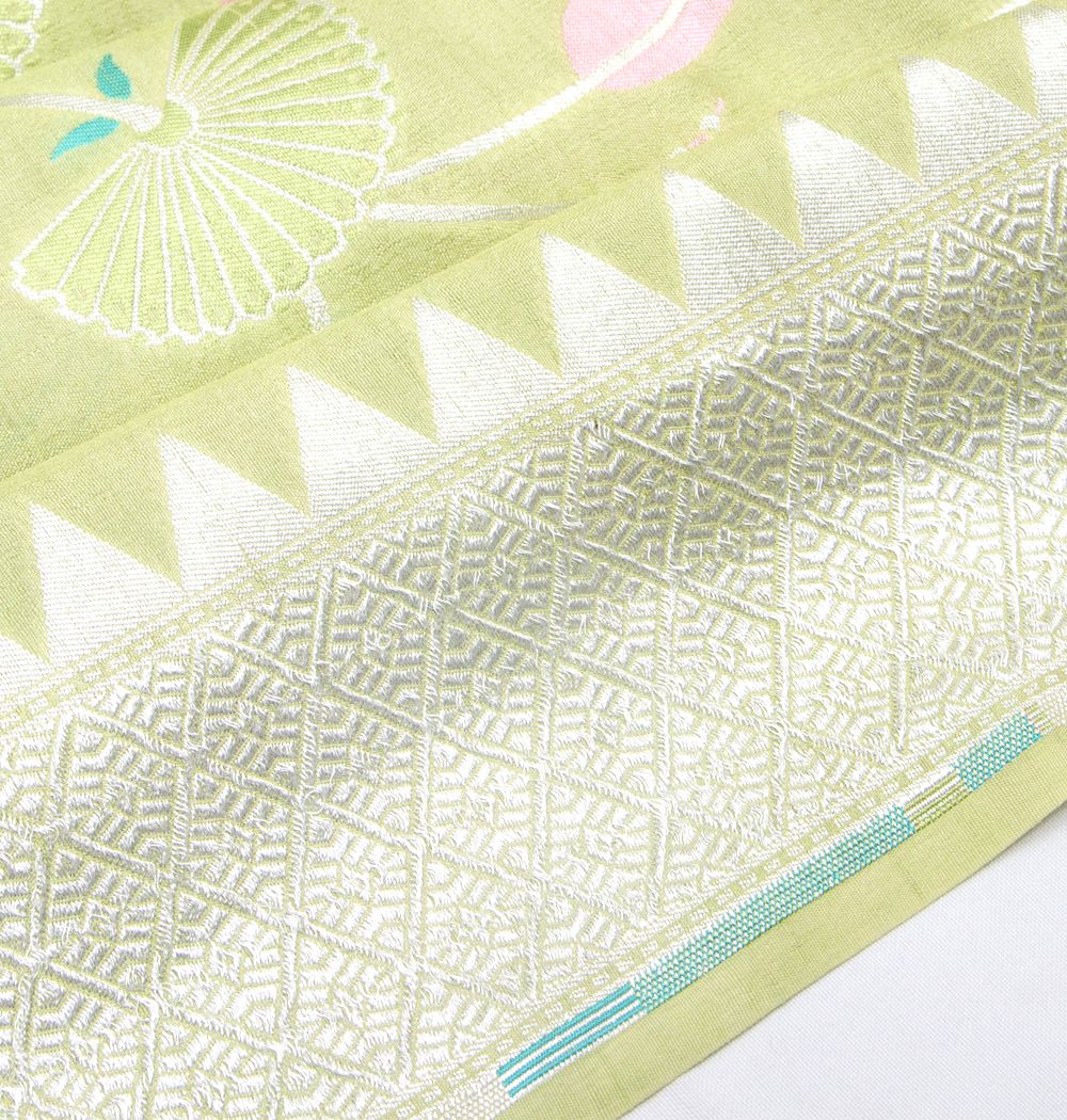 Banarasi Tussar Georgette Jaal Pastel Green Saree