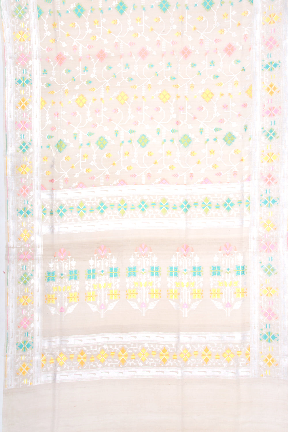 Banarasi Tussar Georgette Jaal Cream Saree