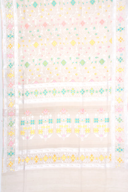 Banarasi Tussar Georgette Jaal Cream Saree