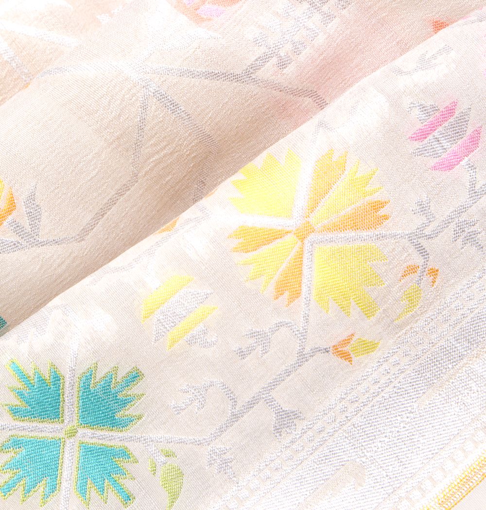 Banarasi Tussar Georgette Jaal Cream Saree