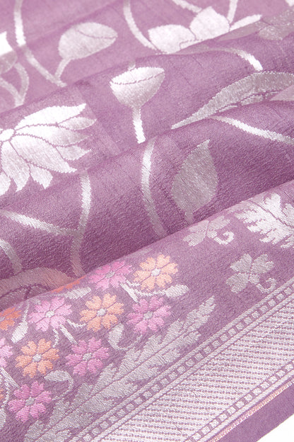 Banarasi Tussar Georgette Jaal Lavender Saree