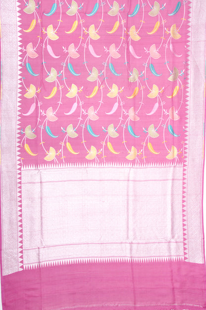 Banarasi Tussar Georgette Jaal Pink Saree