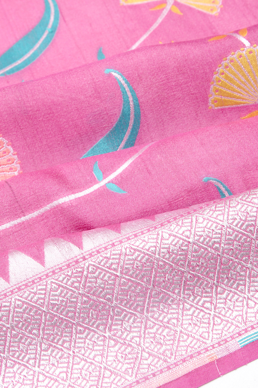 Banarasi Tussar Georgette Jaal Pink Saree