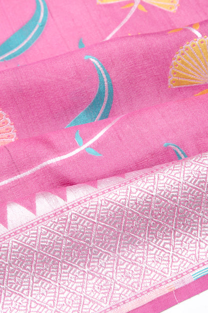 Banarasi Tussar Georgette Jaal Pink Saree