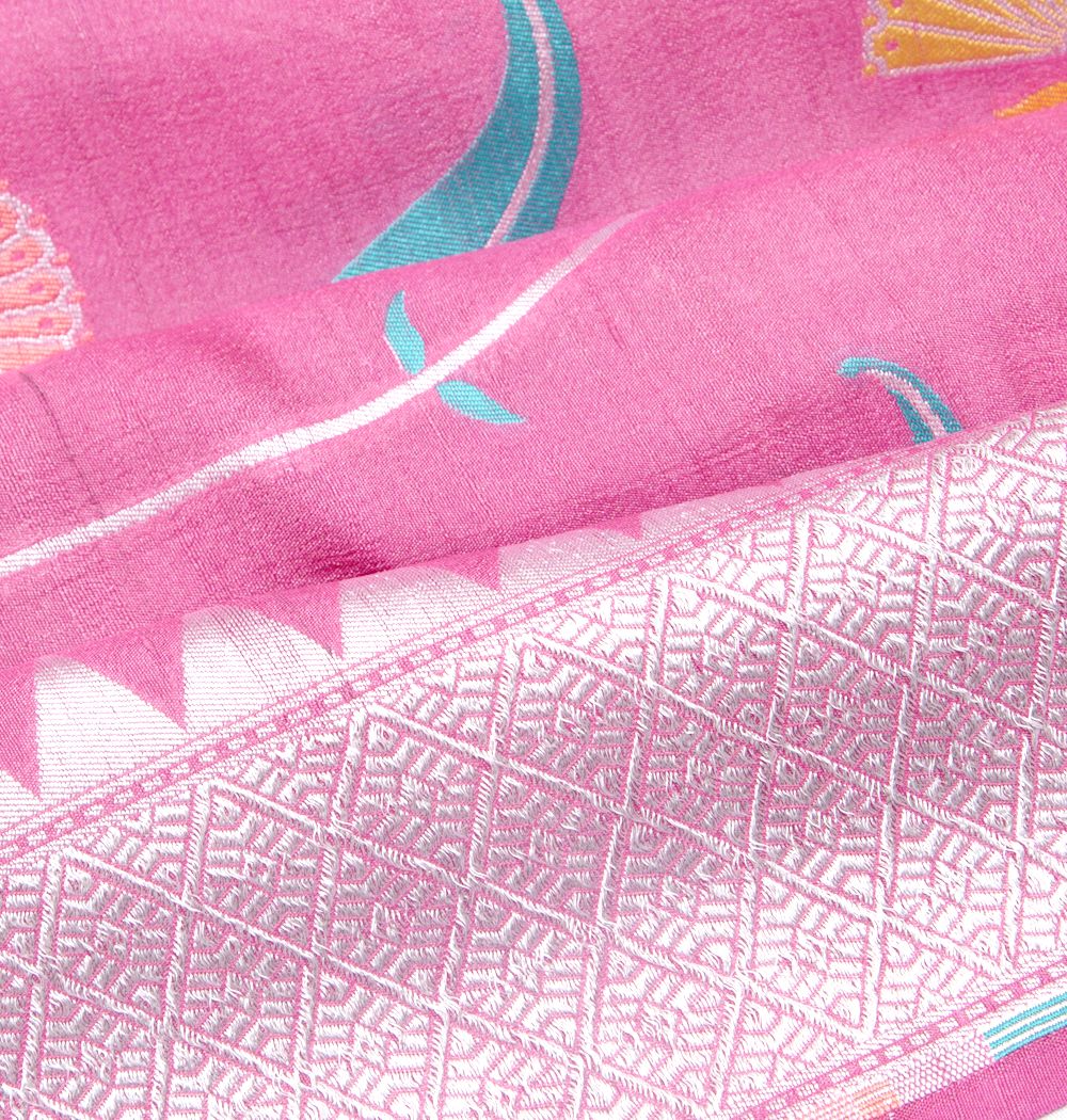 Banarasi Tussar Georgette Jaal Pink Saree