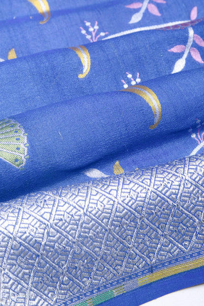 Banarasi Tussar Georgette Brocade Blue Saree