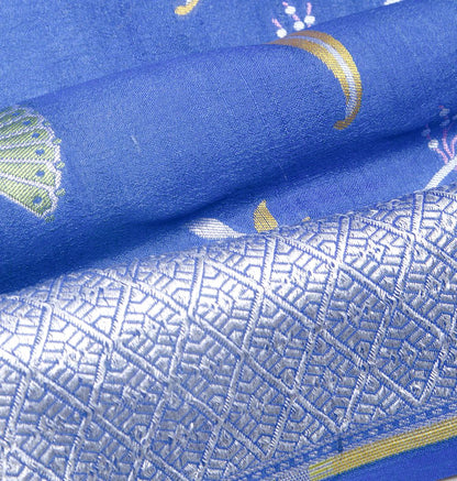 Banarasi Tussar Georgette Brocade Blue Saree