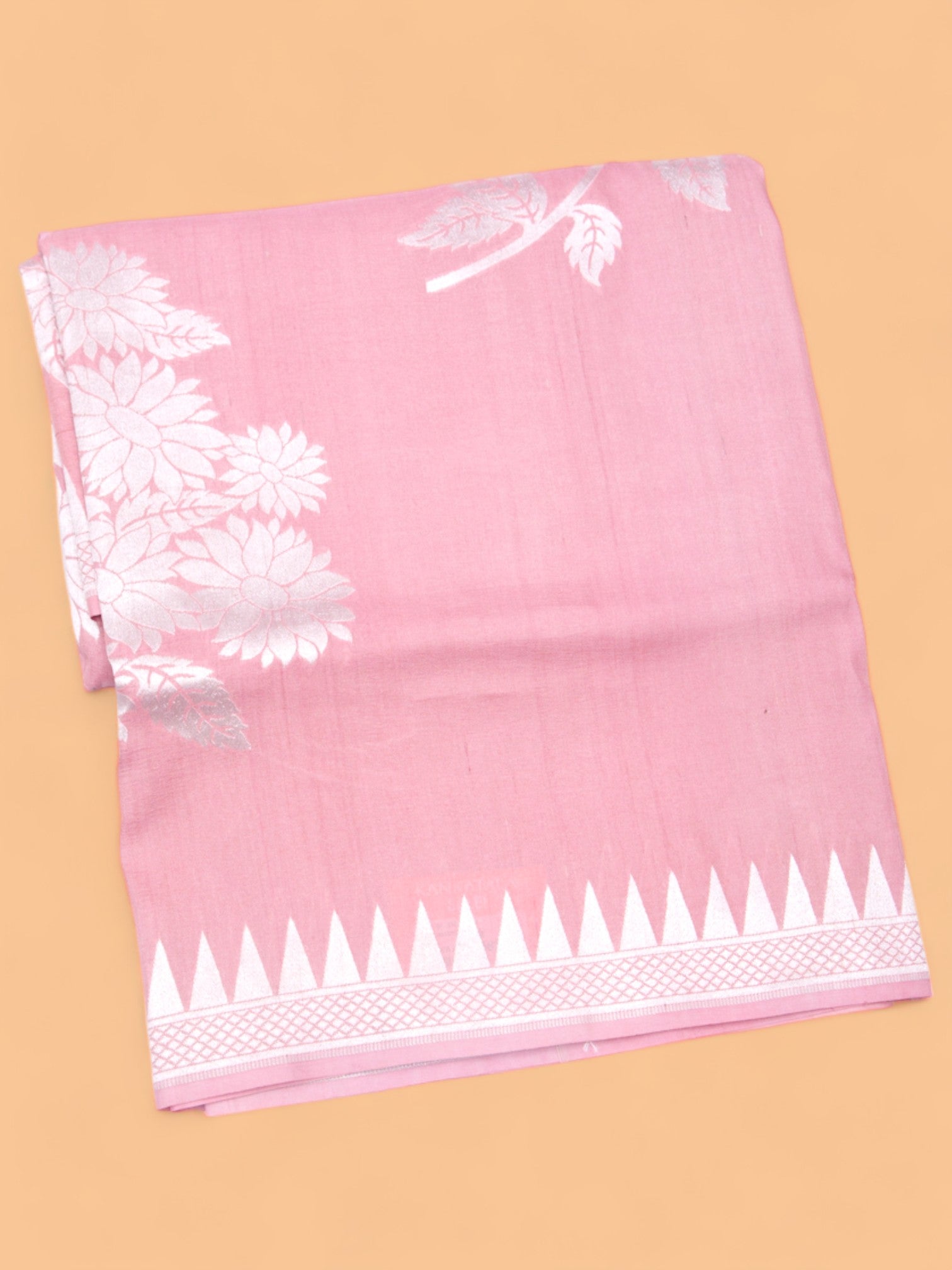 Banarasi Tussar Georgette Floral Printed Peach Saree