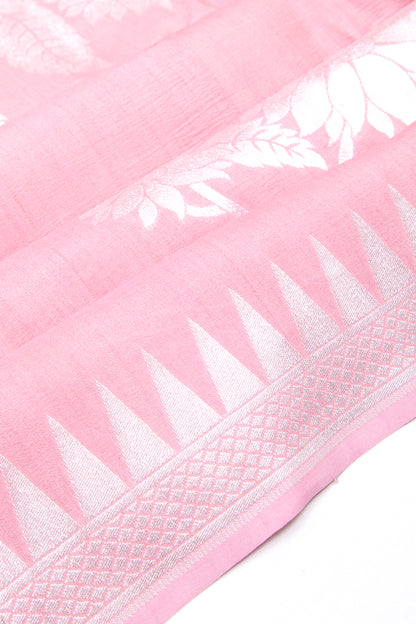 Banarasi Tussar Georgette Floral Printed Peach Saree